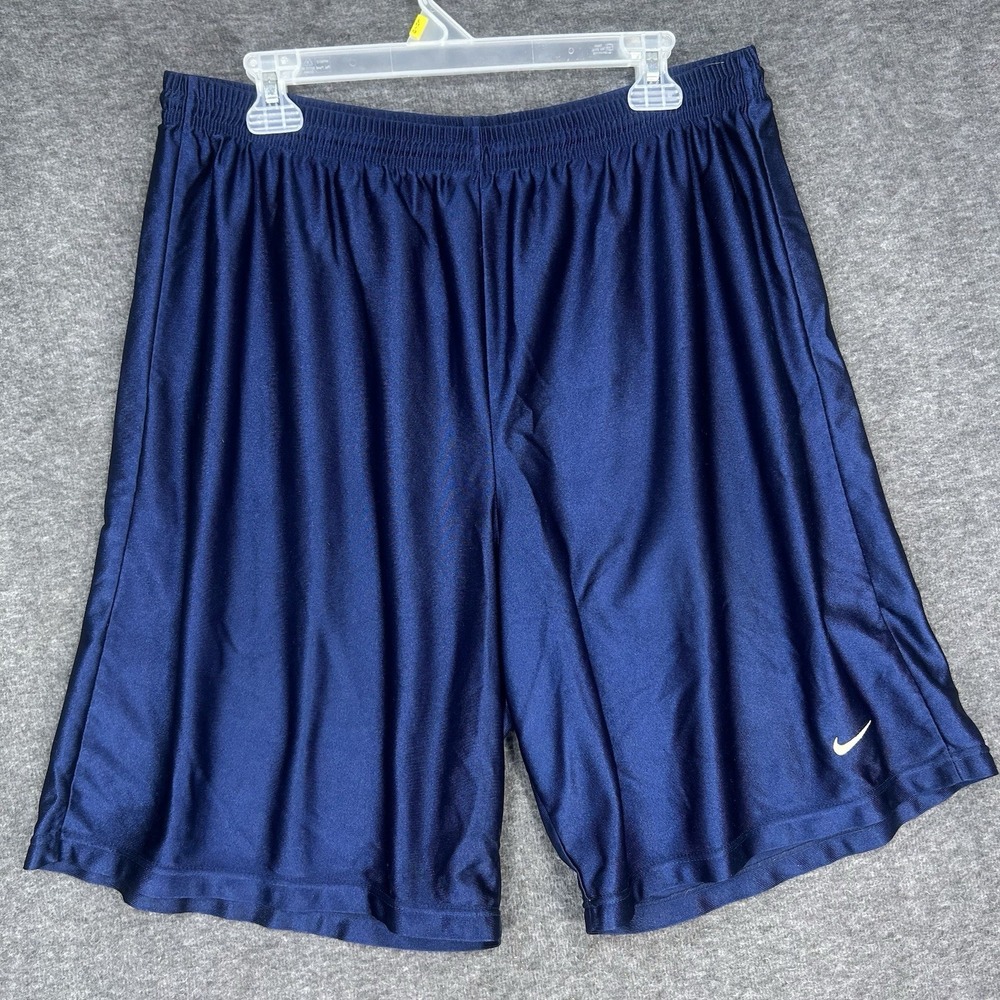 Vintage Nike‎ Dazzle Basketball Shorts Mens XL Blue Shiny Silky Made In USA Y2K